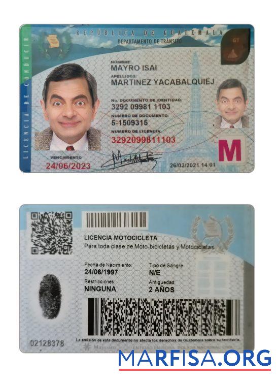 Downloadable Guatemala driving license 2021 present example